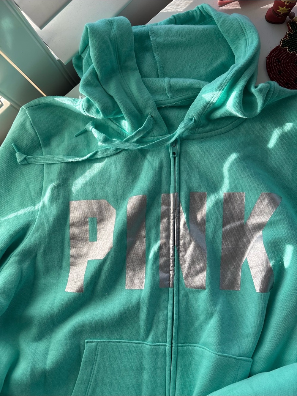 Victoria’s Secret Teal Hoodie XXL - Picture 3 of 7
